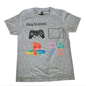 Sony PlayStation Boys Logo Console Grey Graphic Short Sleeve T-Shirt Top M